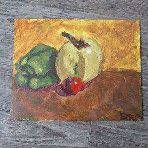 Still life original painting of peppers 8x10